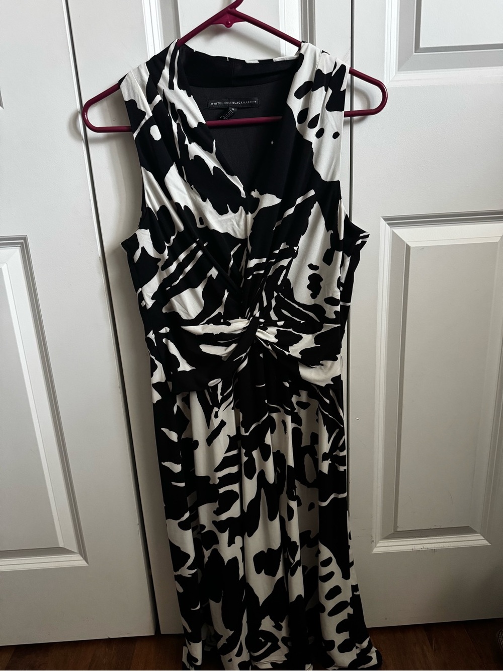 White House Black Market Black and White Twisted Front Maxi Dress